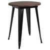Flash Furniture Round Round Black Metal Indoor Table with Waln, 24" W X 24" L X 30.5" H, Wood, Wood Grain CH-51080-29M1-BK-GG